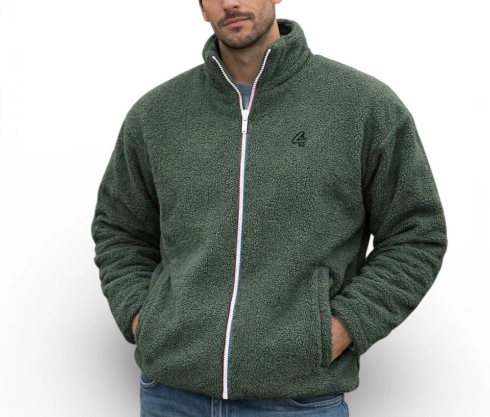 Fourlaps Polar Quilted Reversible Unisex Thyme/White Sherpa Jacket - Size S -NWT
